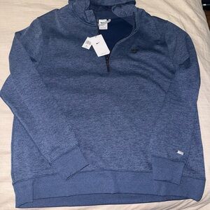 Nike Men's Heathered Blue Quarter Zip-Up hooded Sweater